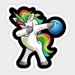 Dabbing Unicorn Bowling Funny Dancing Dab Gift- Sticker